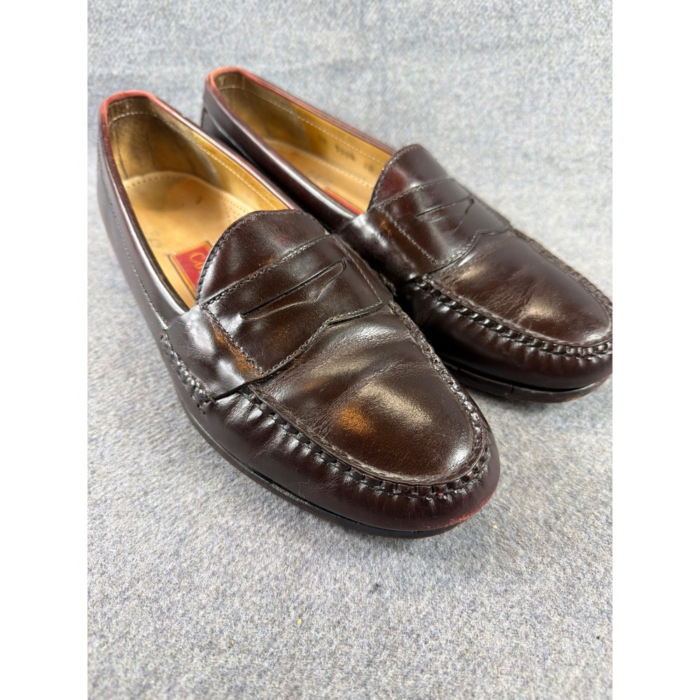 Cole Haan Penny Loafers Men 10 Burgundy Leather City Moc Toe 3504 Slip-On